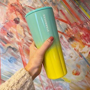 Starbucks 24oz Tiffany Blue to Yellow Ombré Stainless Steel Tumbler